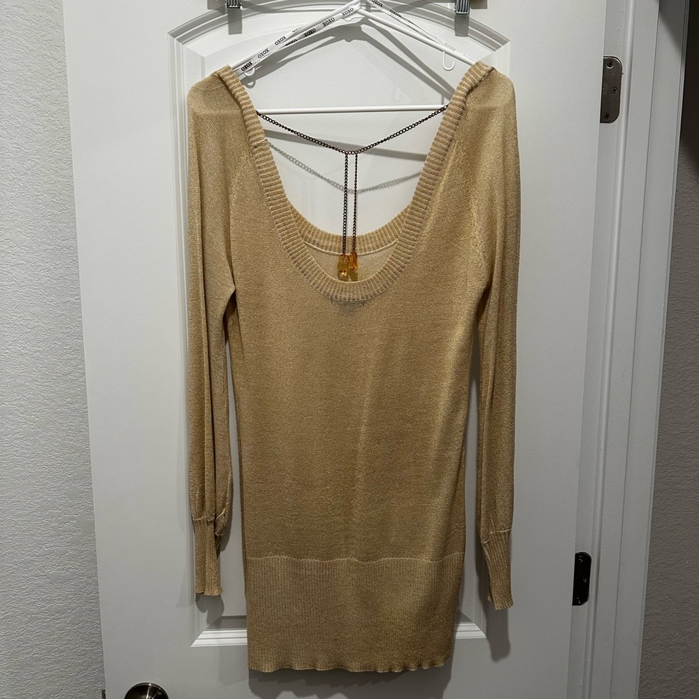 XOXO Gold Sweater Dress size Medium